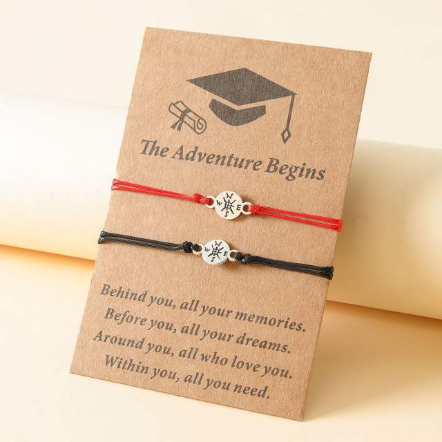 Graduation season compass wax line woven bracelet