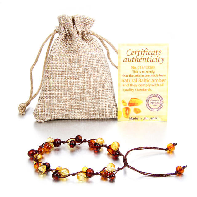 Braid amber bracelet baby teething gift