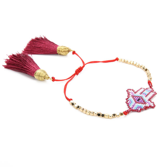 Fatima Hand Hamsa seed beads vintage bracelet