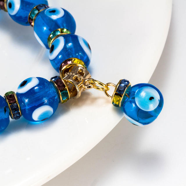 Crystal beads evil eye bracelet