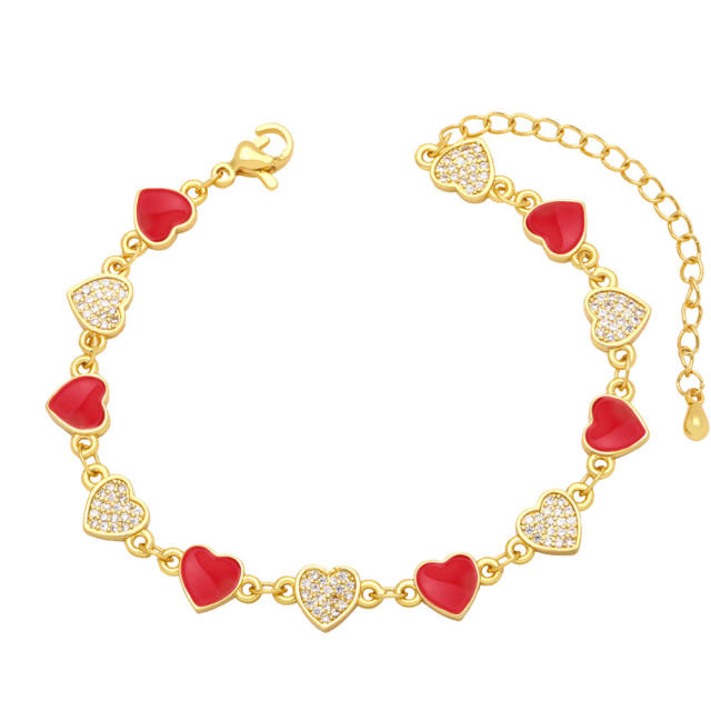 Enamel heart shiny heart sweet bracelet for women
