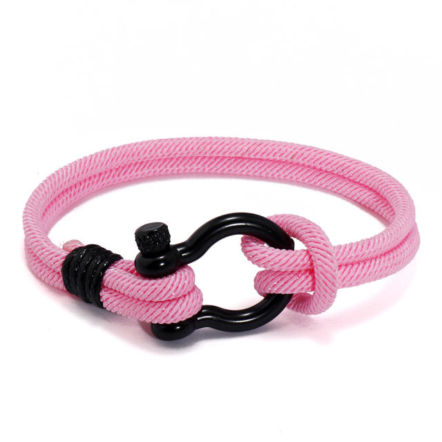 Horseshoe bucklet string bracelet for men