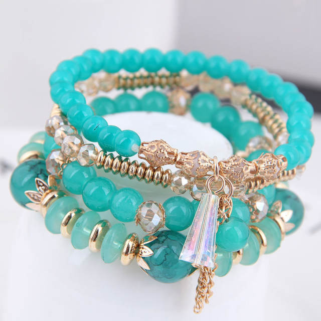 Crystal beads layer bracelet
