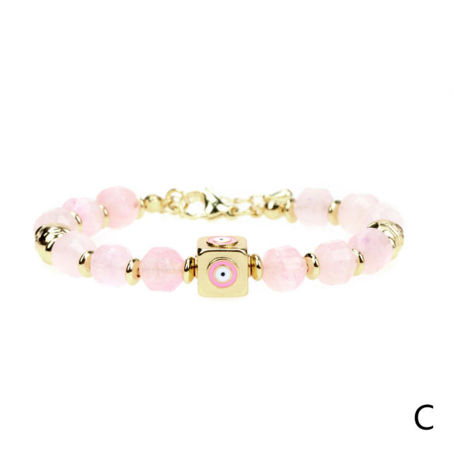 Color crystal beads evil eye bracelet