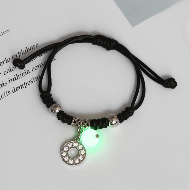 Luminous bracelet inital letter charm string bracelet couple best friends