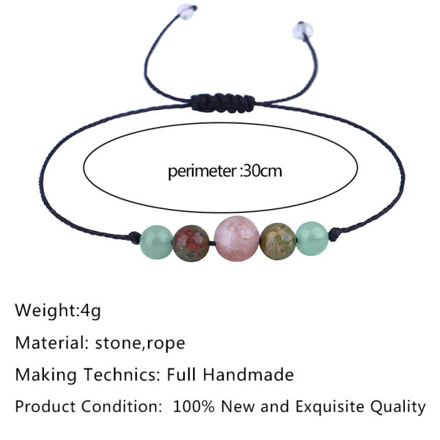 Natural stone beaded string bracelet