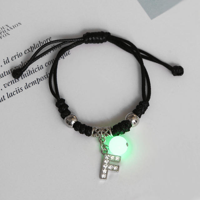 Luminous bracelet inital letter charm string bracelet couple best friends