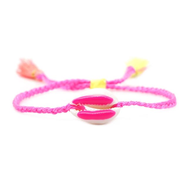 Boho enamel colored shell string bracelet