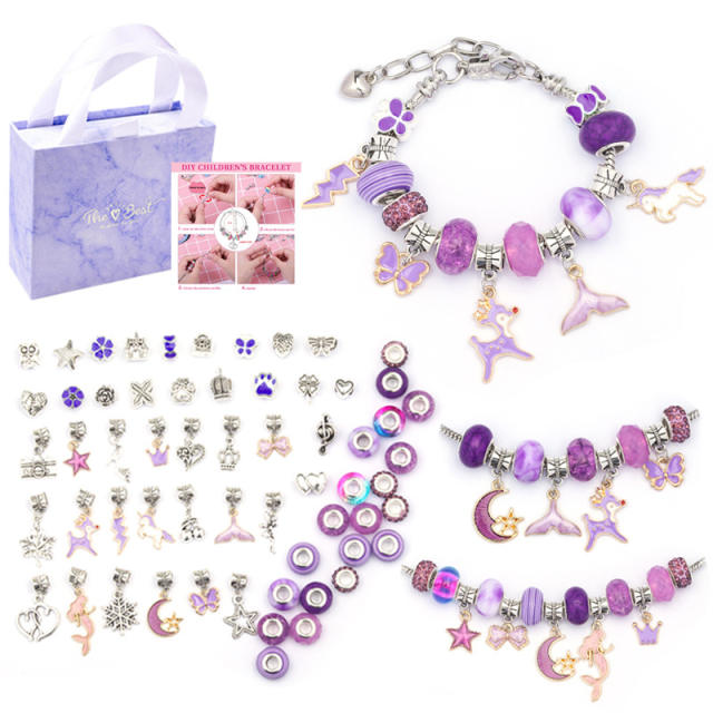 Cartoon pink color Children DIY jewelry set with gift box