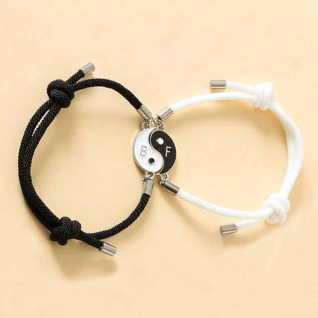 Enamel tai chi best friends string bracelet