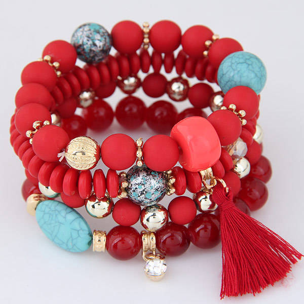 Candy color beads layer bracelet