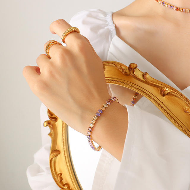 Colorful tennis choker necklace bracelet