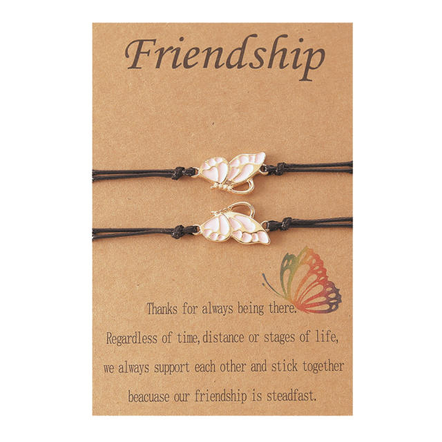 Rainbow color enamel butterfly best friends bracelet