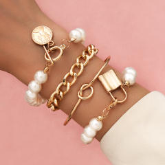 4pcs faux pearl bracelet set