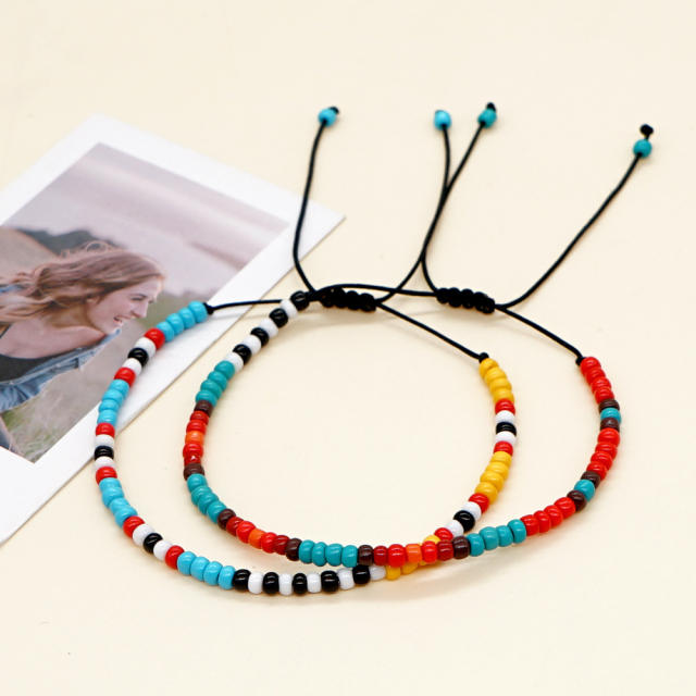 Gradient color seed bead boho bracelet