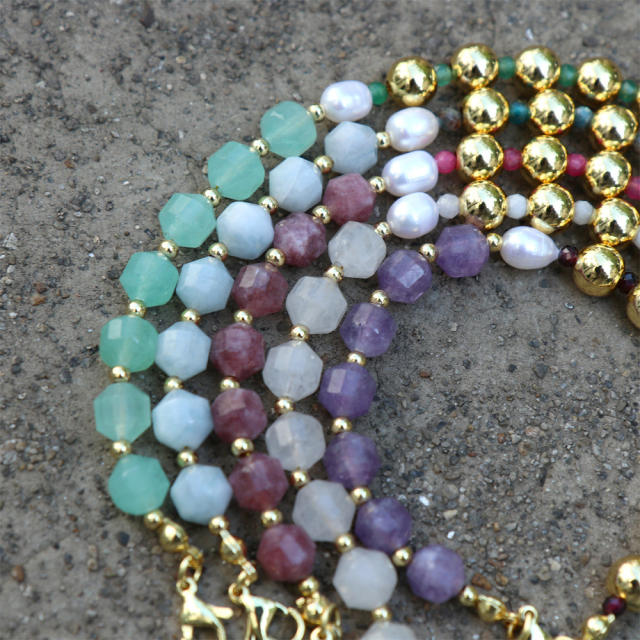 Natural stone beaded water pearl bracelets