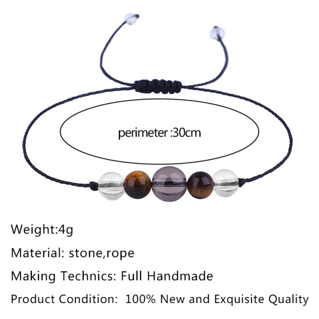 Tiger eye stone crystal beads bracelet