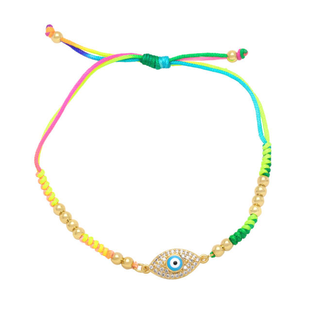 Boho colorful string enamel evil eye bracelet