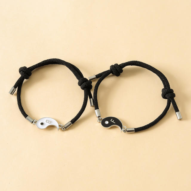Enamel tai chi best friends string bracelet