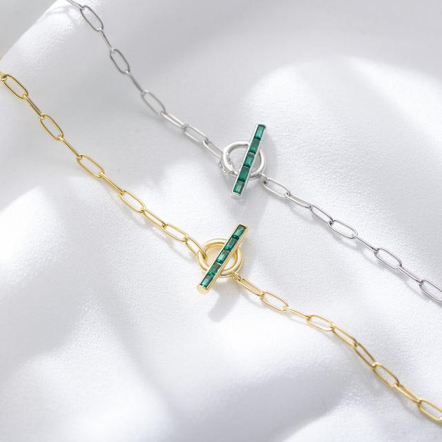 S925 Emerald toggle chain bracelet