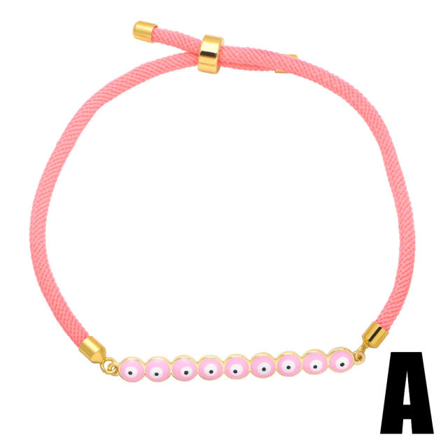 Enamel evil eye colorful string bracelet