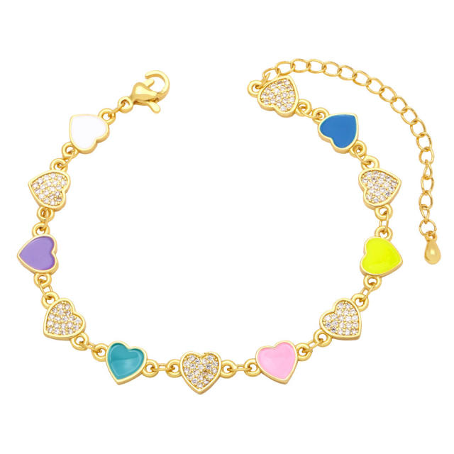 Enamel heart shiny heart sweet bracelet for women