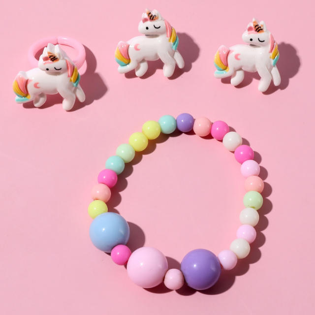 Cute unicorn arcylic bracelet set for kids