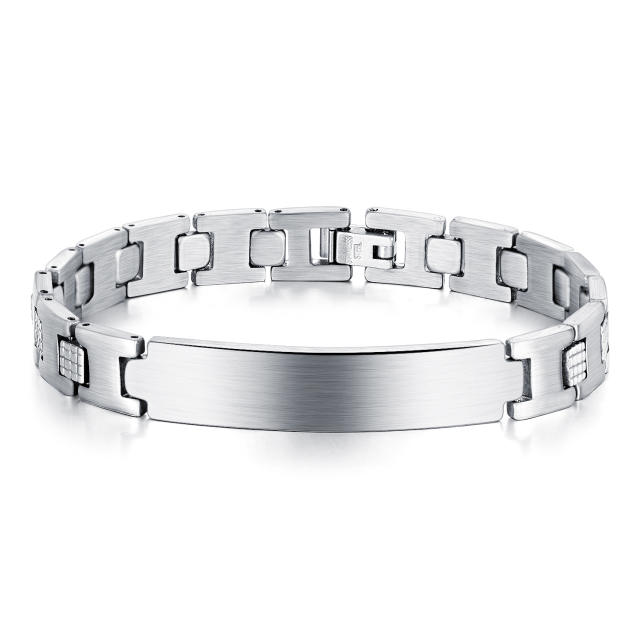 Hiphop stainless steel silver color bangle bracelet for men