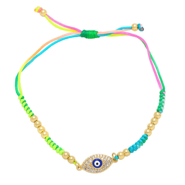 Boho colorful string enamel evil eye bracelet
