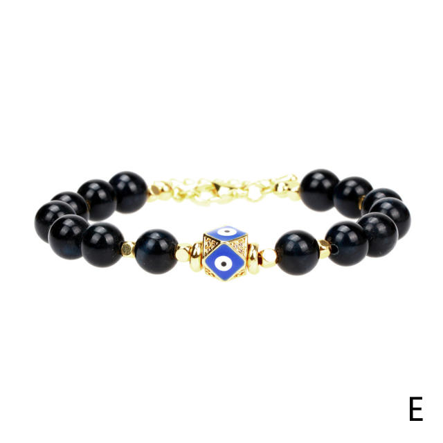 Enamel evil eye crystal beads bracelet