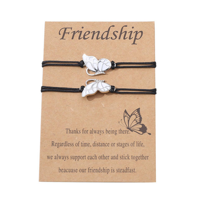 Best friends buttefly wax line bracelet