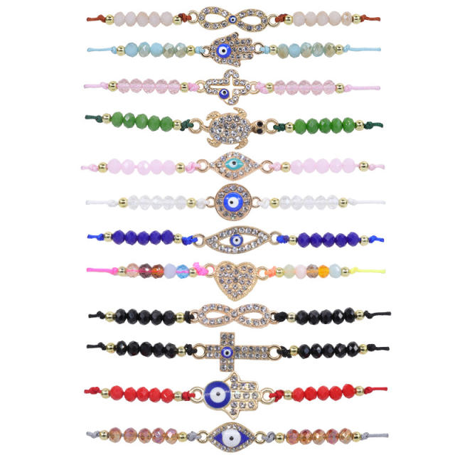 Evil eye handmade beaded bracelet set