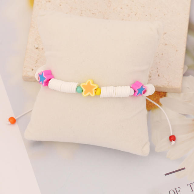 Boho heishi beads seed beads butterfly shell braided bracelet