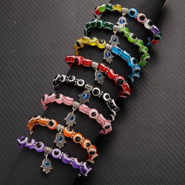Color resin beads evil eye bracelet
