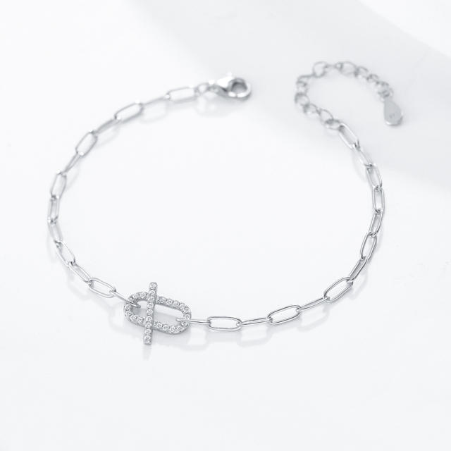 S925 sterling silver diamond chain bracelet