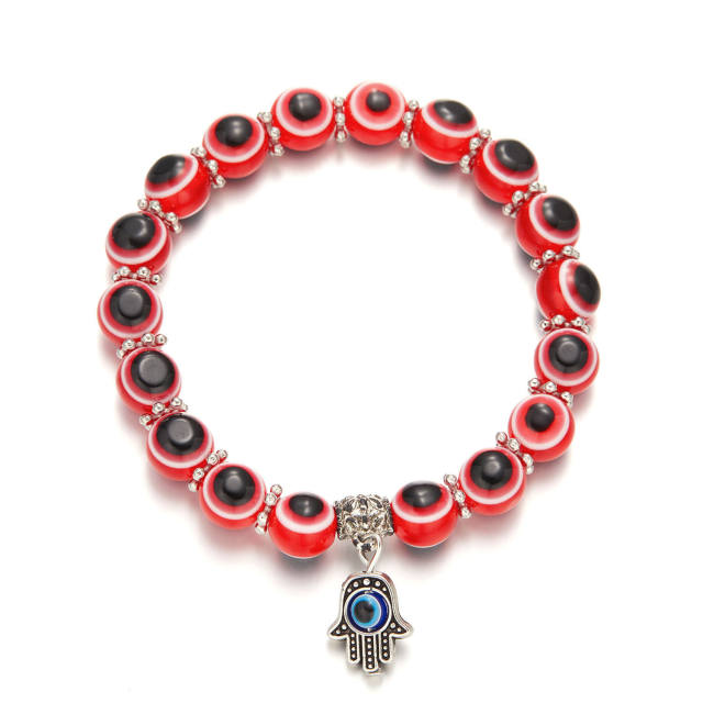 Color resin beads evil eye bracelet