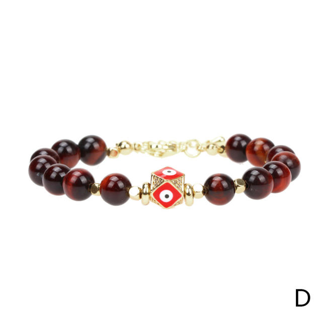 Enamel evil eye crystal beads bracelet