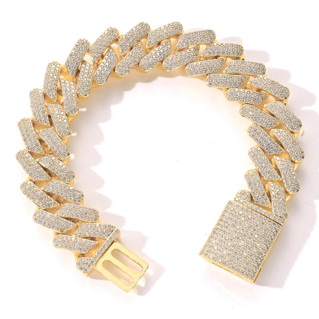 Hip hop zircon cuban chain bracelet