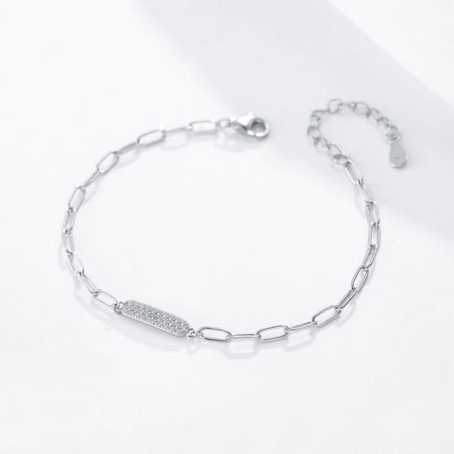 S925 sterling silver cubic zircon chain bracelet