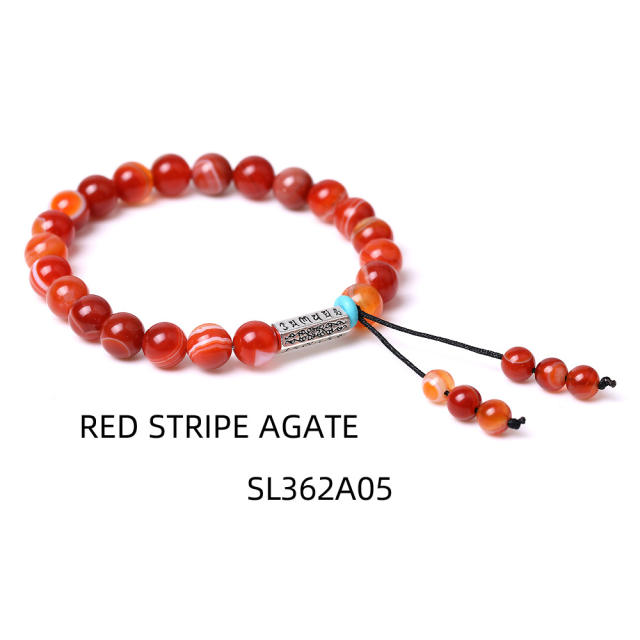 Natural agate beaded bracelet
