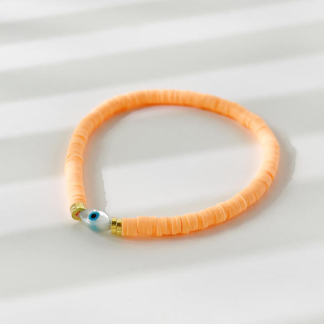 Boho rainbow color heishi beads evil eye bracelet