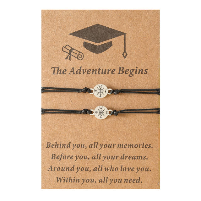 Graduation season compass wax line woven bracelet