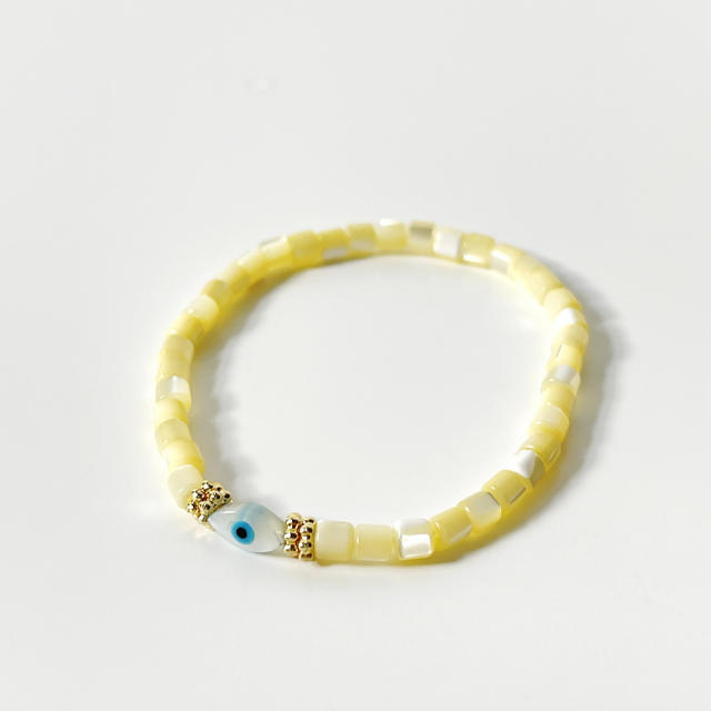 Color shell beads 18KG evil eye boho bracelet