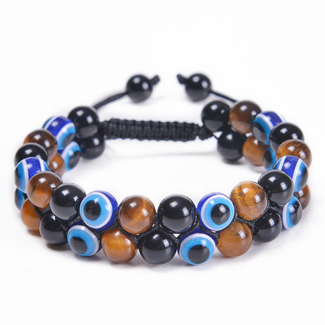 8mm evil eye beaded bracelet tiger eye beads