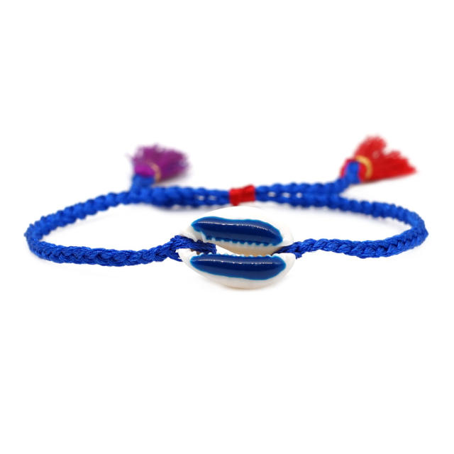 Boho enamel colored shell string bracelet