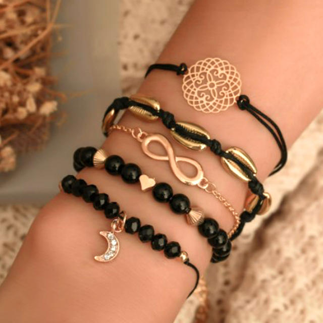 Boho classic infinity anchor braid bracelet set