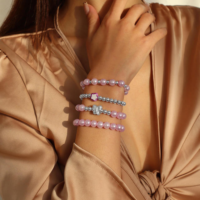 Butterfly beaded bracelet set