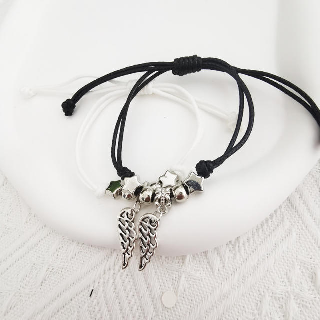 Classic white black color heart arrow charm couples bracelet best friends