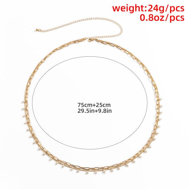 Faux pearl two layer waist chain