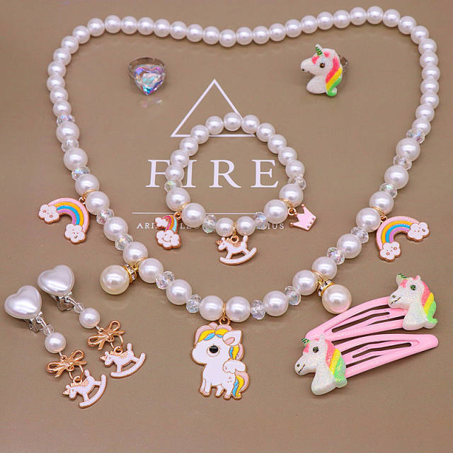 Ocean shell tail cartoon jewelry set for kids